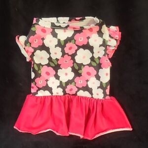 Pink and White Floral Dog Dress with Ruffle Skirt